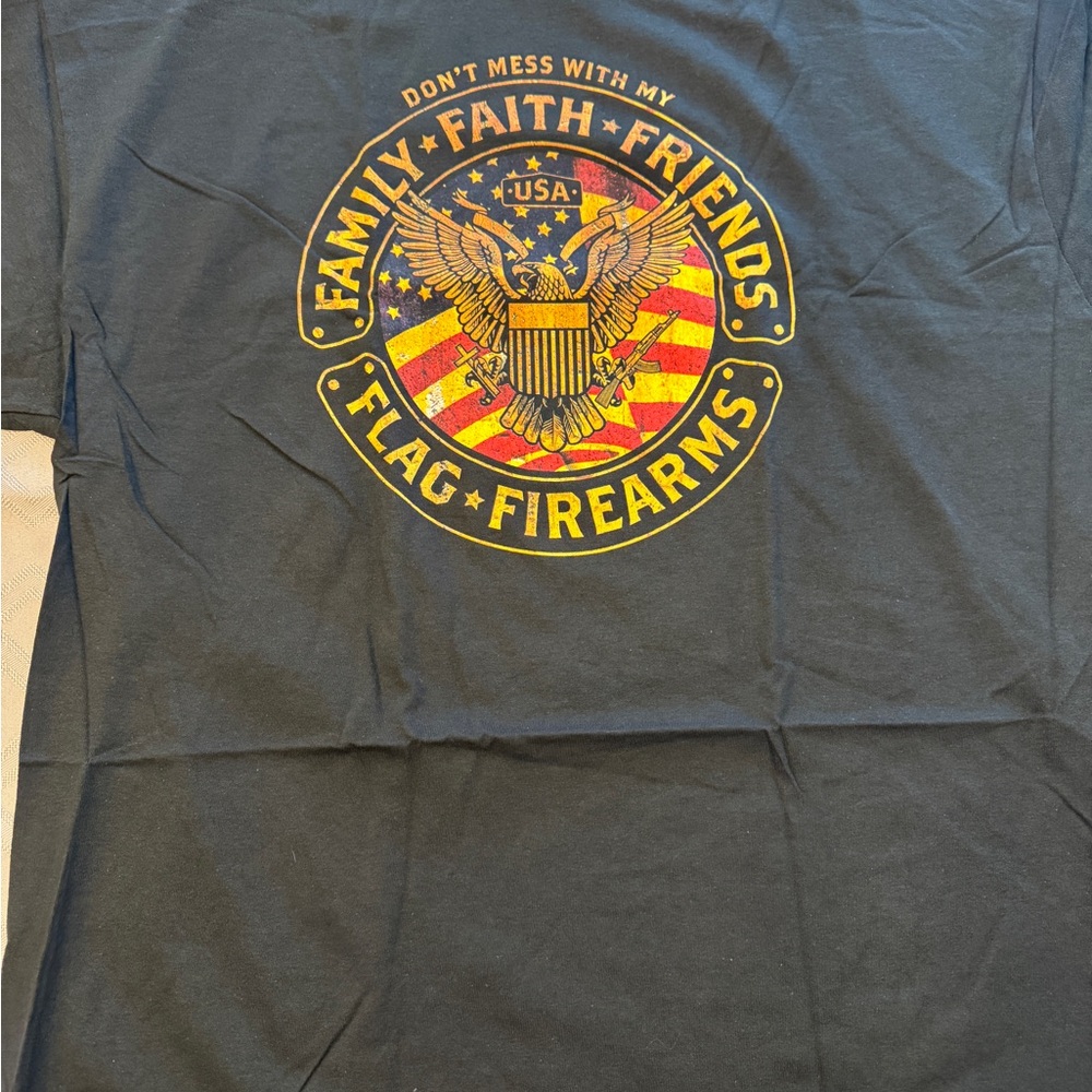 Graphic Tee with Eagle and Flag Design